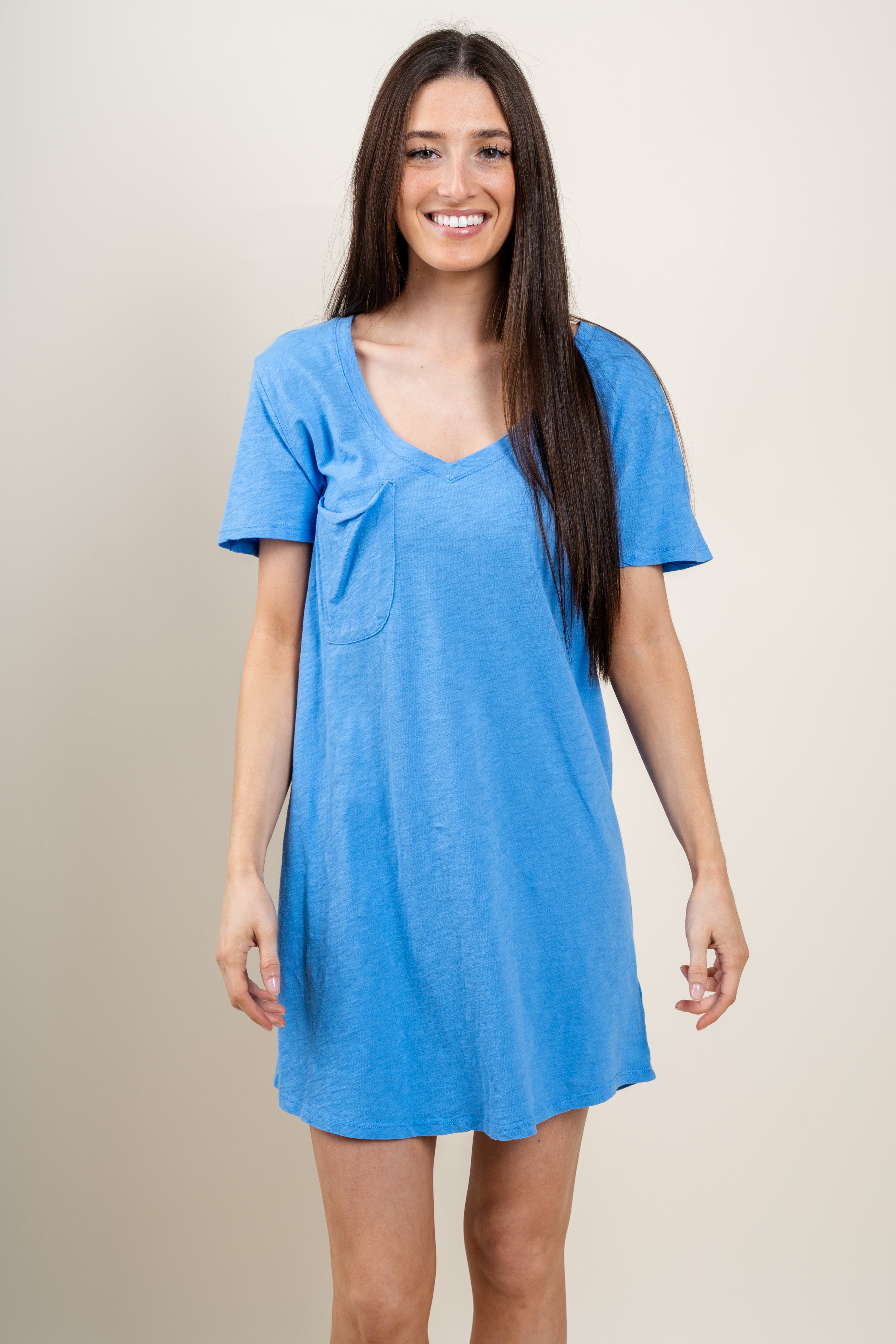 Z Supply pocket tee dress pacific blue ...